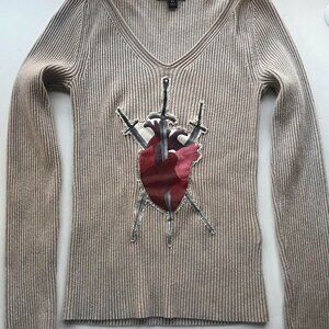 Banana Republic Women's Tan and Burgundy Jumper